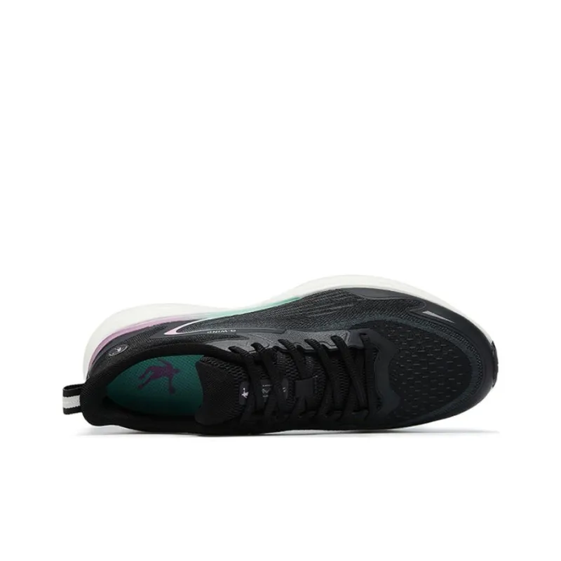 QIAODAN Anti-Slip Wear-Resistant Low-Top Casual Running Shoes Men's Black Green-2