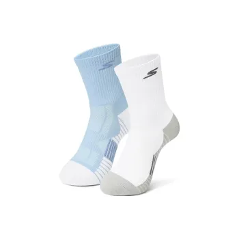 Skechers Mid Calf Socks Unisex 2 Pack Bright White/cold Light Blue
