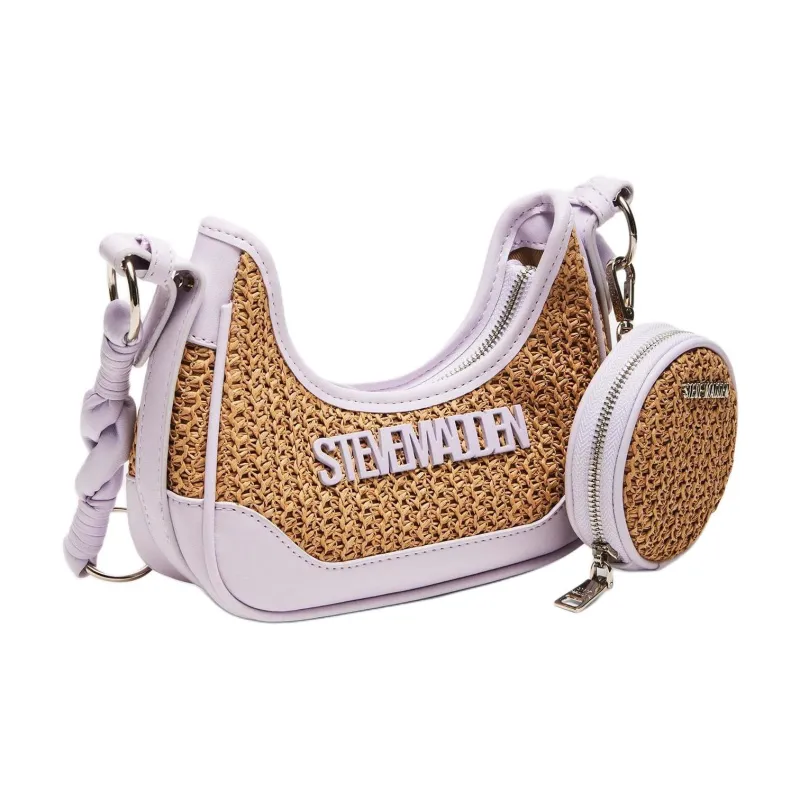 STEVE MADDEN Raffia Crossbody Bag Shoulder Bag Regular Women's Brown With Lavender Accents-2