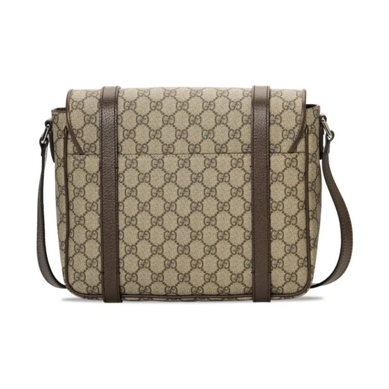 GUCCI Canvas With Leather Messenger Bag Shoulder Bag Crossbody Bag Unisex Ebony/Brown-2