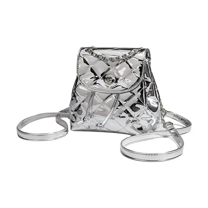 TTaG．baG PU Backpack Regular Women's Silver/Gold-2