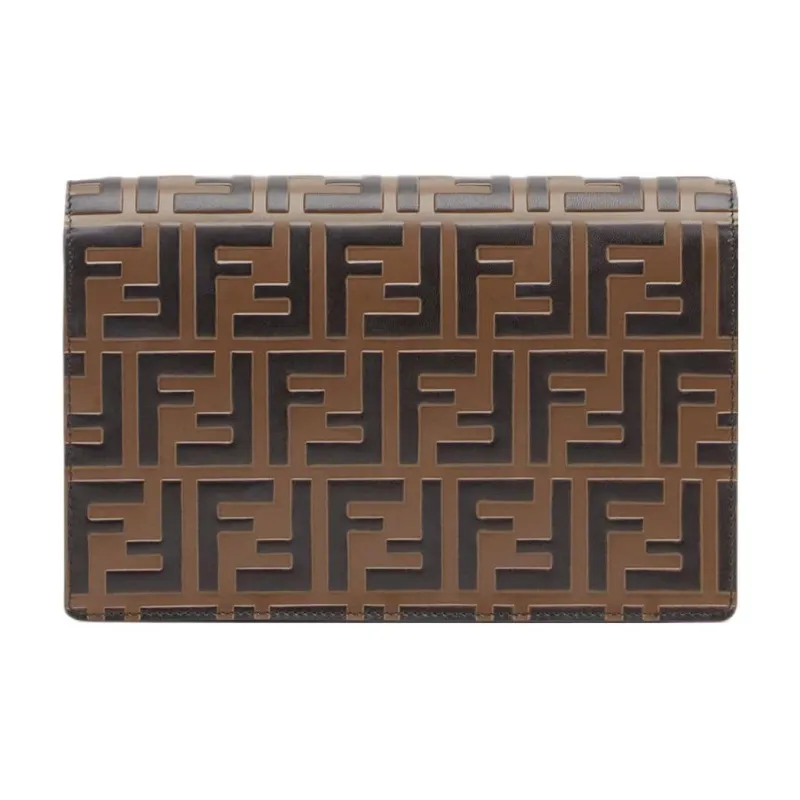 FENDI Calfskin Shoulder Bag Crossbody Bag Wallets Mini Women's Brown/Black/Red-2