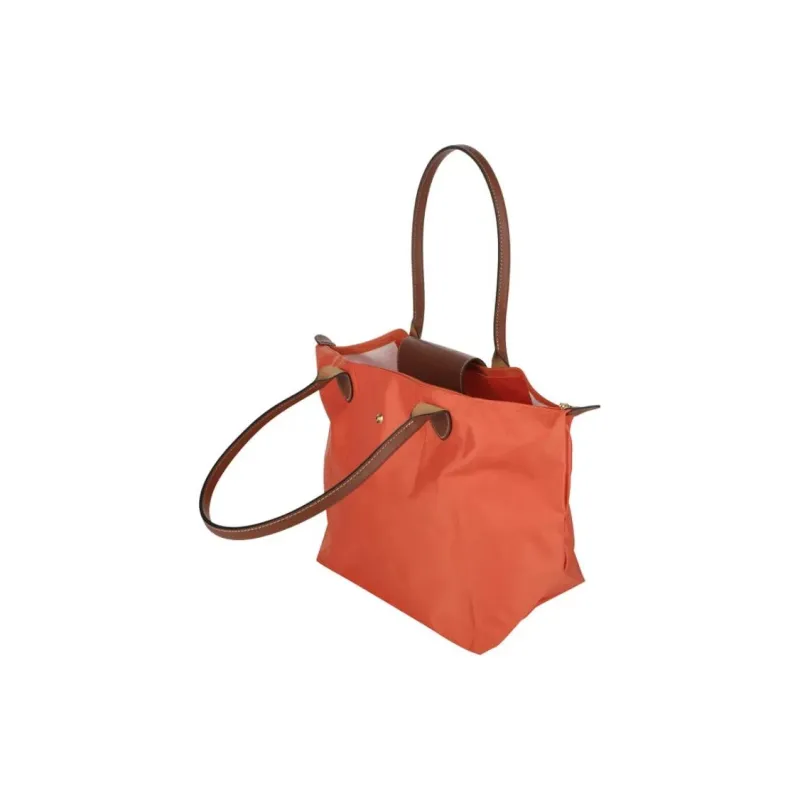 LONGCHAMP Le Pliage Polyamide Canvas With Leather Tote Shopping Bag One Shoulder Handbag Large Size Women's Orange-3