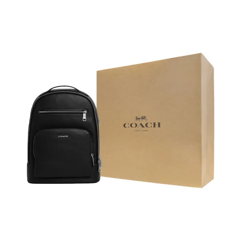 COACH ETHAN Cow Leather Patchwork With Fabric Backpack Large Size Men's Black-6