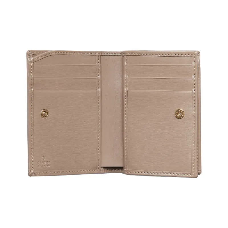 GUCCI Canvas With Leather Wallet Medium Size Women's Taupe-4