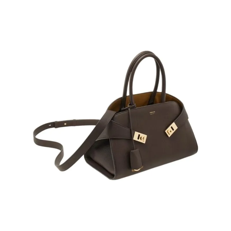 FERRAGAMO Cow Leather Shoulder Bag, Crossbody Bag, Handbag Trumpets Women's Brown-1