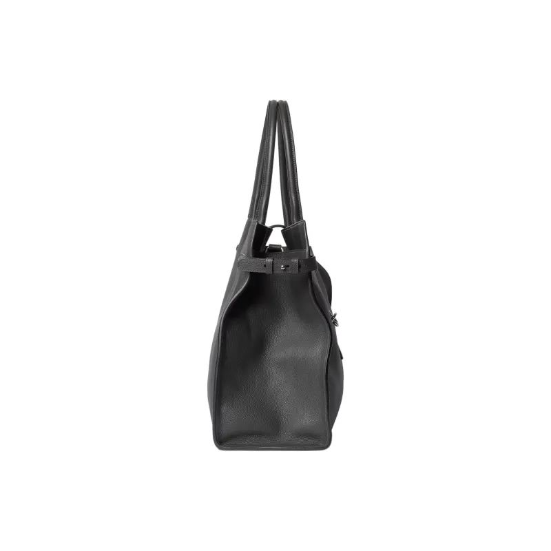 GUCCI Soft Grain Leather Tote Bag, Shopping Bag, Handbag Large Size Men's Gray-4