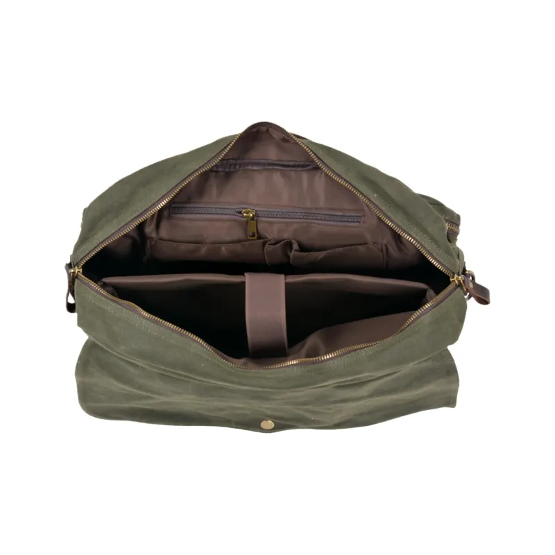 TTaG．baG Oil Wax Canvas With Thickened Top Grain Cow Leather Handbag Men's Black/Army Green-3