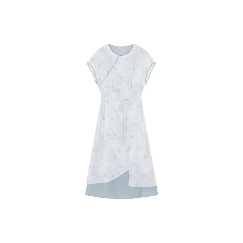 IHIMI Short Sleeved Dress Women's Bamboo Blue-2