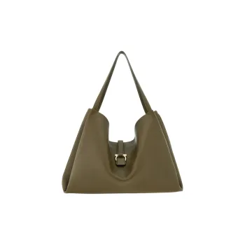FERRAGAMO Calfskin Tote Bag Shopping Bag Shoulder Bag Handbag Large Size Women's Olive Green