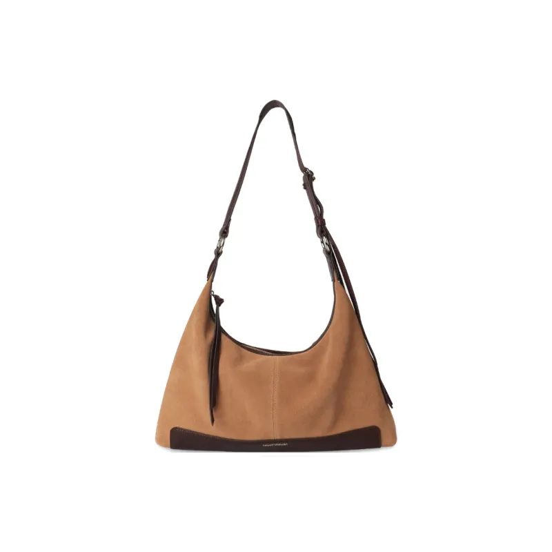 Abbott-VINTAGE Cow Leather Shoulder Bag Medium Size Women's Brown/Khaki-7