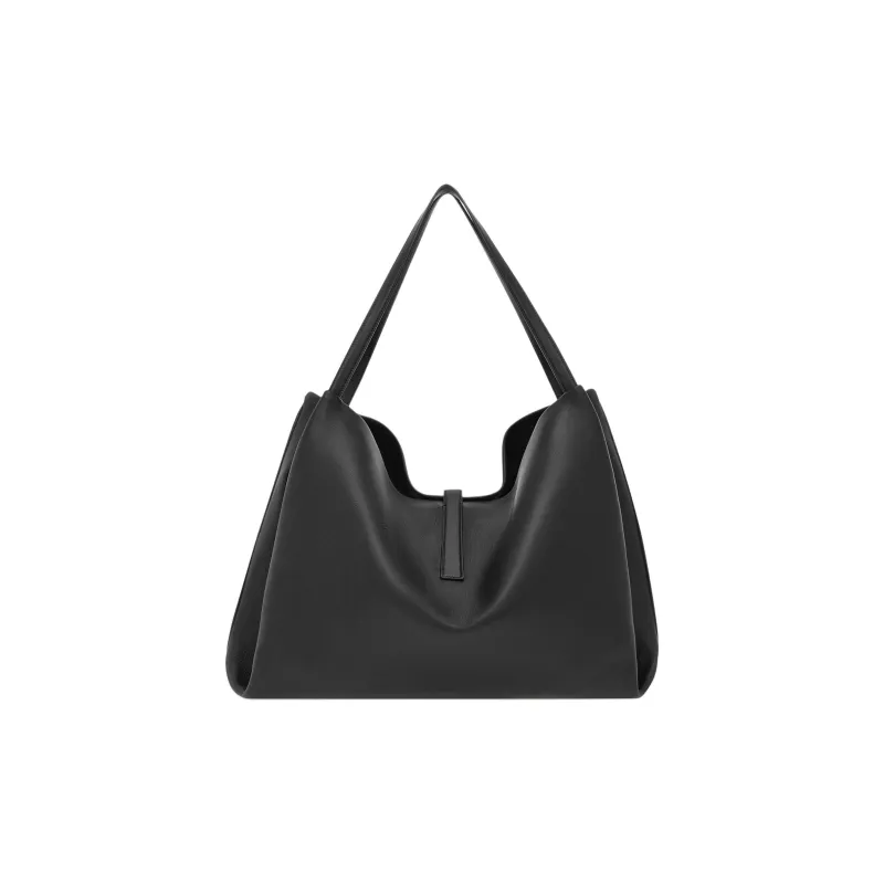 FERRAGAMO GANCINI Calfskin Tote Bag Shopping Bag Handbag Large Size Women's Black-2