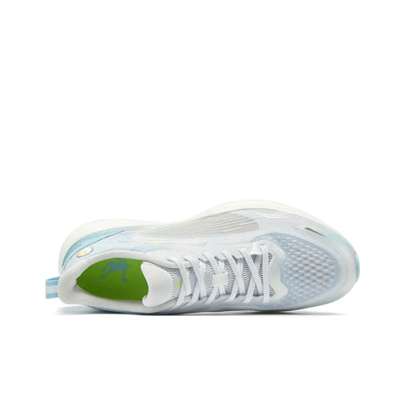 QIAODAN Anti Slip Wear Resistant Low Top Casual Running Shoes Men's White Blue-2