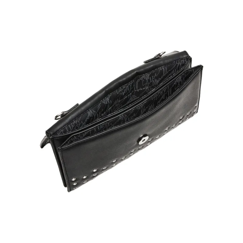 STEVE MADDEN Synthetic Material Envelope Bag One Shoulder Crossbody Clutches Women's Black & Silver-3