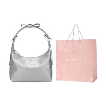 MEXICAN Polyurethane Leather Crescent Bag, Banquet Shoulder Bag, Handbag Regular Women's Pink/Silver/Ecru