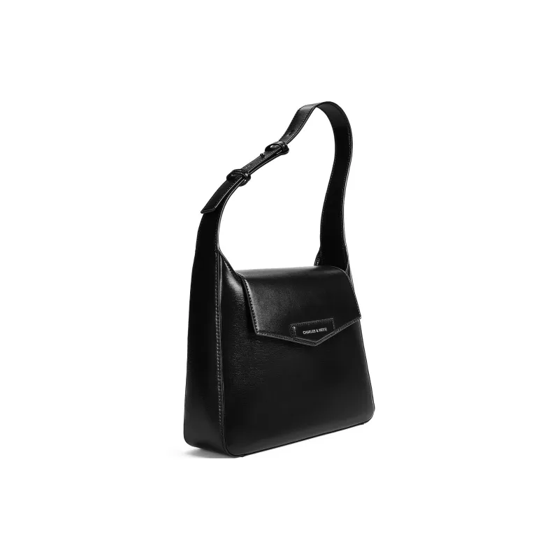 CHARLES&KEITH PU Shoulder Bag Women's Noir Black/Oat/Slate Blue Gray Blue-2