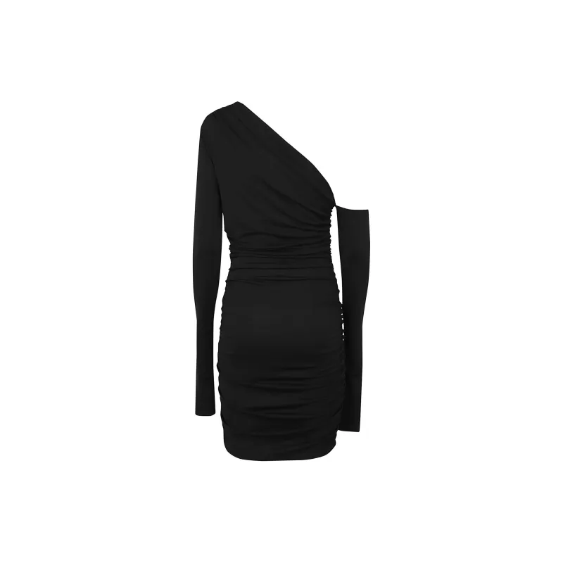 THE ANDAMANE Olimpia One-Shoulder Draped Midi Dress-1