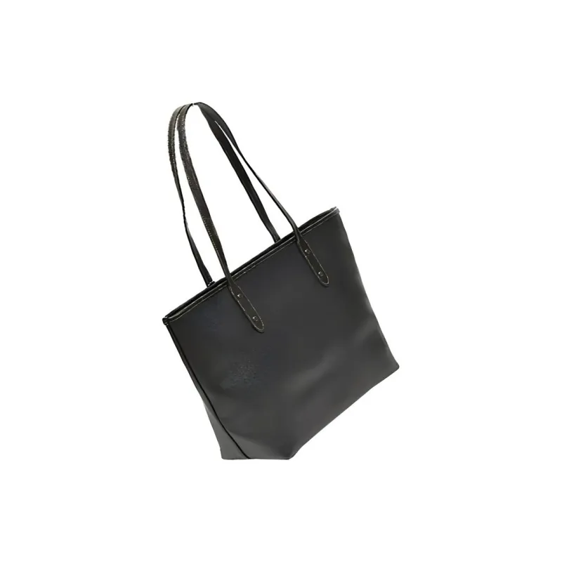 COACH City Zip Tote Leather Tote Bag Shopping Bag Shoulder Bags Unisex Black-3