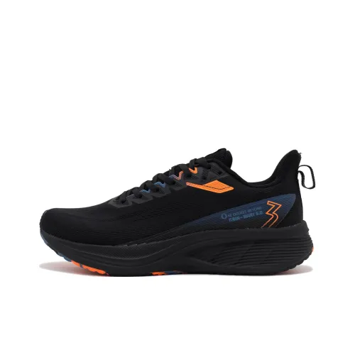 361° Yu Yi Running Shoes Men Low-Top Obsidian Black/Bioluminescent Super Orange