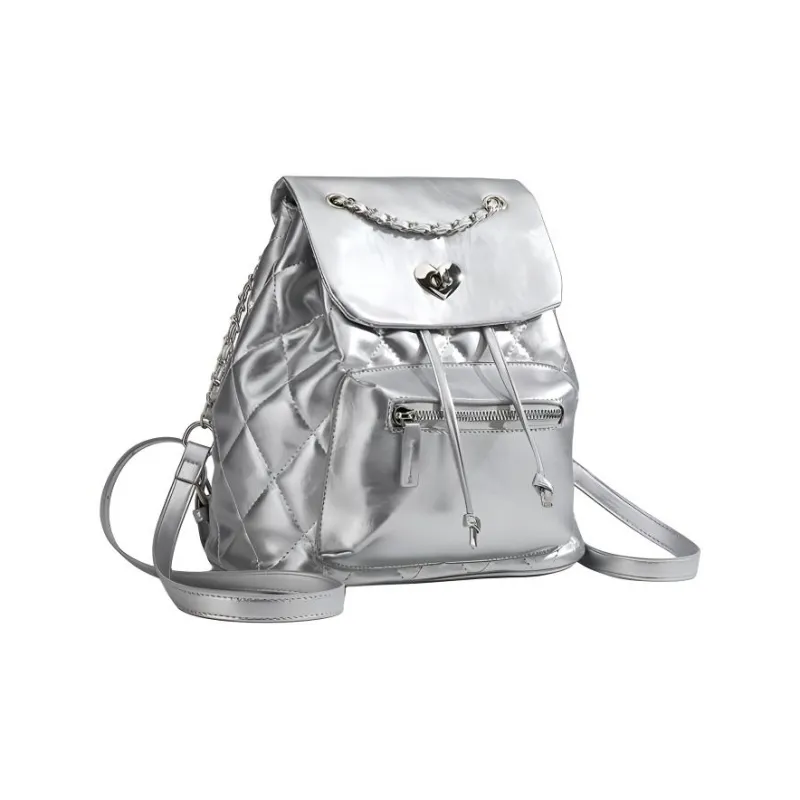 TTaG．baG PU Backpack Women's Silver/Black-1