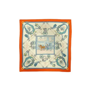 HERMES Silk Scarves Women's Orange