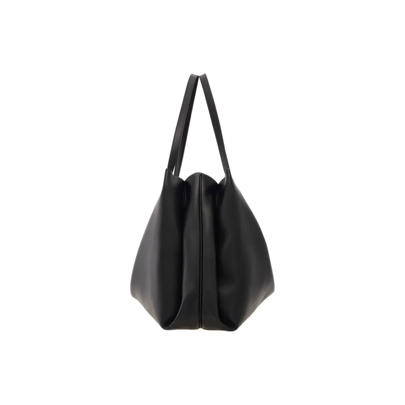 FERRAGAMO GANCINI Calfskin Tote Bag Shopping Bag Handbag Large Size Women's Black-1
