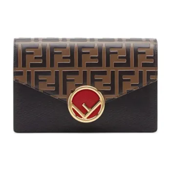 FENDI Calfskin Shoulder Bag Crossbody Bag Wallets Mini Women's Brown/Black/Red
