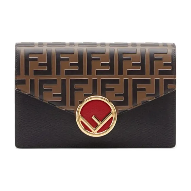 FENDI Calfskin Shoulder Bag Crossbody Bag Wallets Mini Women's Brown/Black/Red-0