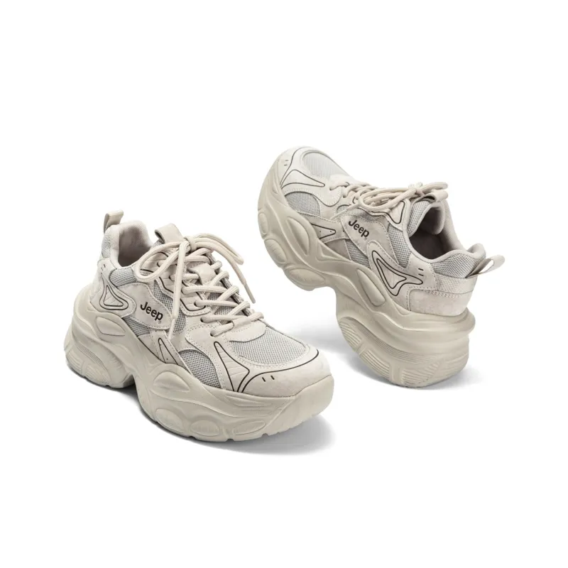 Jeep Breathable Height Increase Chunky Sneakers Women's Gray-2