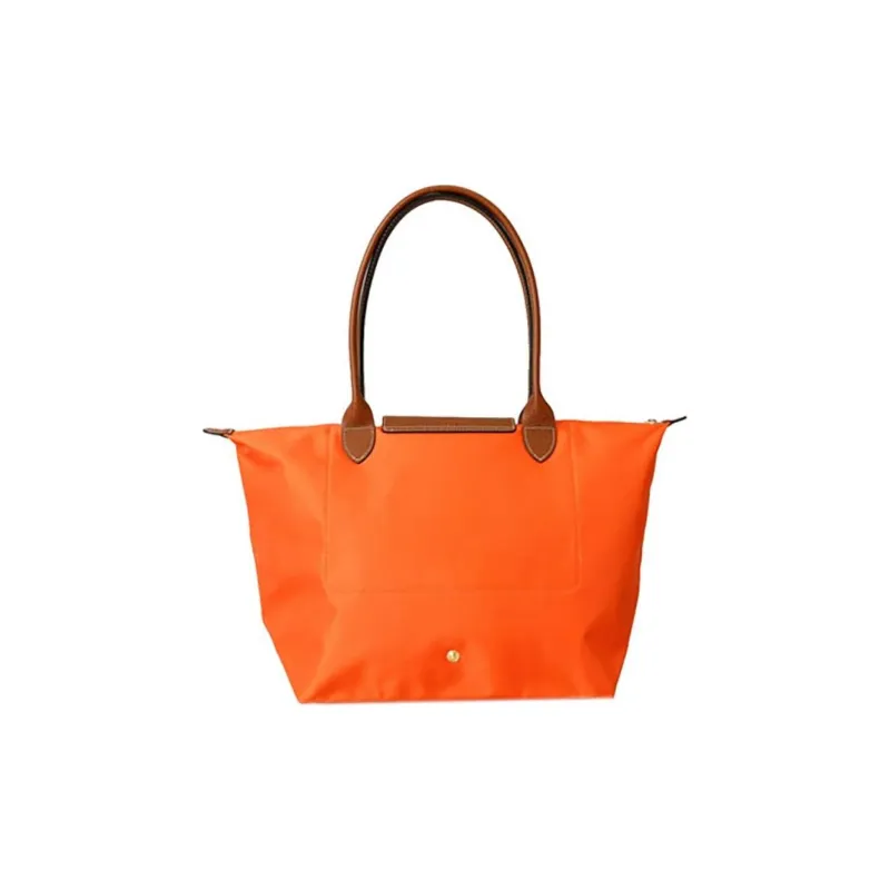 LONGCHAMP Le Pliage Polyamide Canvas With Leather Tote Shopping Bag One Shoulder Handbag Large Size Women's Orange-2