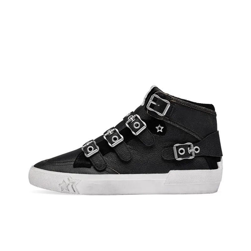 ASH MOONLIGHT BUCKLE Collection Slip Resistant Cushioning High Top Skateboard Shoes Women's Black-0
