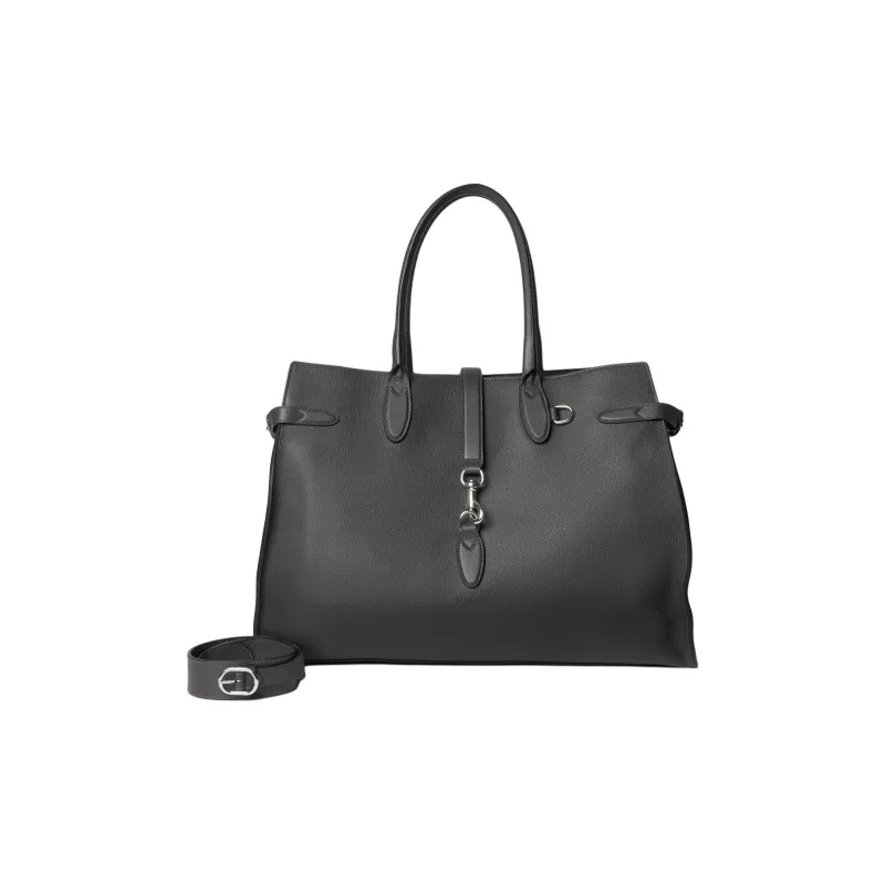 GUCCI Soft Grain Leather Tote Bag, Shopping Bag, Handbag Large Size Men's Gray-1