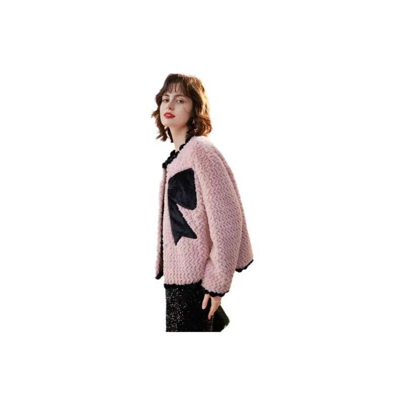 LOUISY AO Velvet feel Coat Women's Pink-1