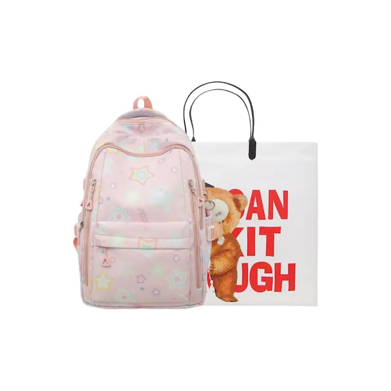 Worm's Home Nylon Backpack Regular Women's White/Yellow/Black/Pink-11