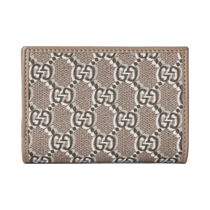GUCCI Canvas With Leather Wallet Medium Size Women's Taupe-2