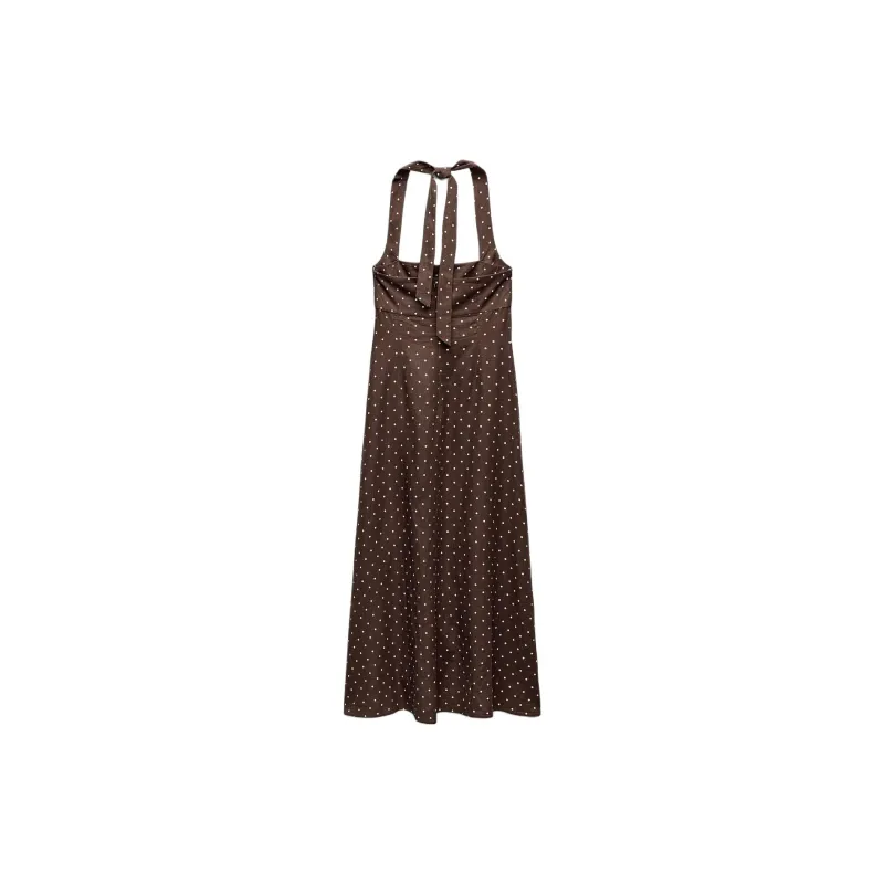 ZARA Sleeveless Dress Women's Brown-1
