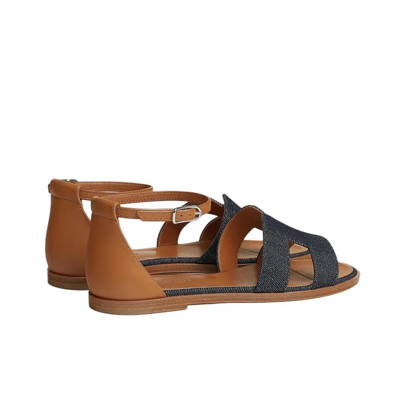 HERMES Santorini One Strap Sandals Women's Brown-3