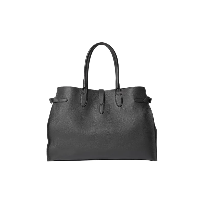 GUCCI Soft Grain Leather Tote Bag, Shopping Bag, Handbag Large Size Men's Gray-3