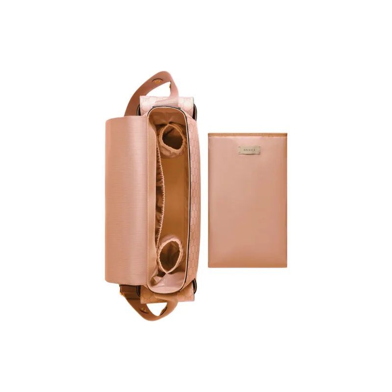 GUCCI Canvas With Leather Trim Shoulder Bag Crossbody Bag Medium Size Women's Pink Gray-6