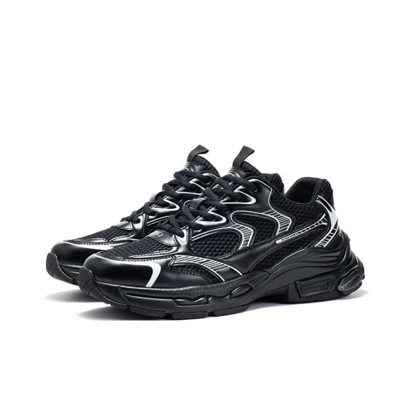 JOSINY Interstellar Odyssey Chunky Sneakers Men Low Top Dazzling Light Silver/Obsidian Black-2