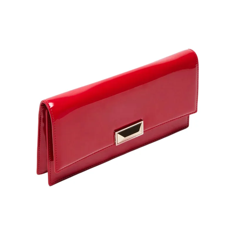 STEVE MADDEN Patent Leather One Shoulder Crossbody Clutches Women's Red-1