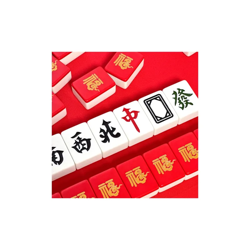 Imono Hand Crafted Mahjong Tiles For Home Use Red Gold Board Games-1