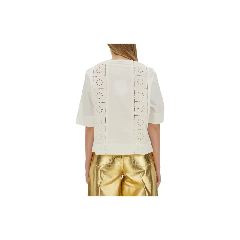 GANNI Broderie Anglaise Tie Blouse-1