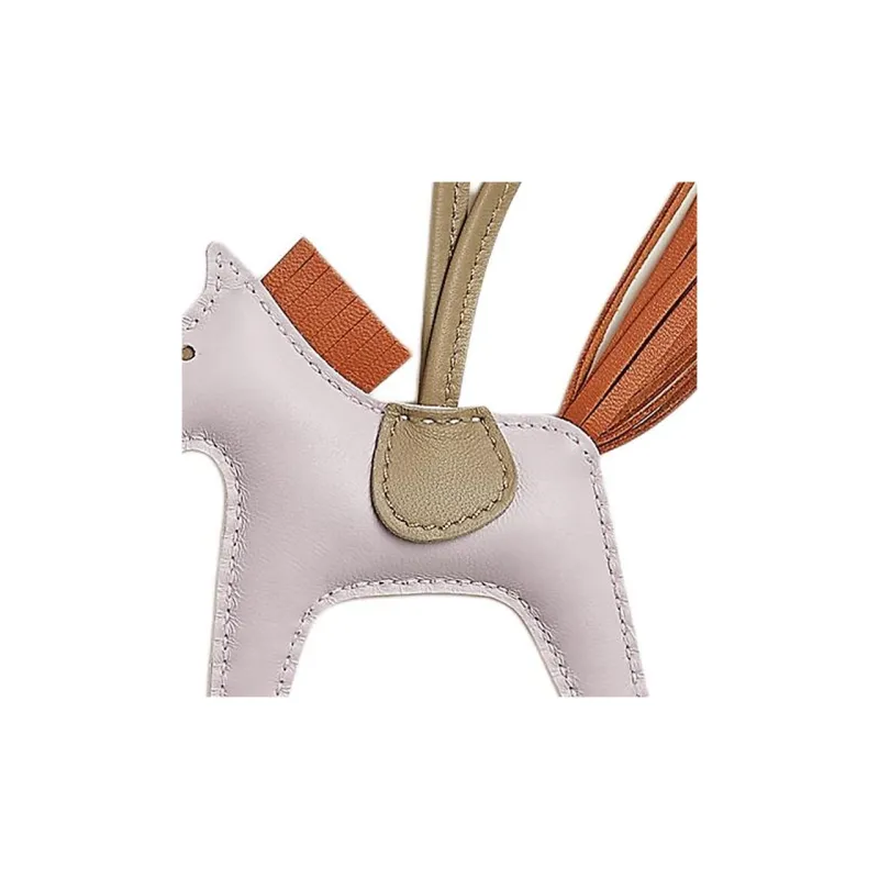 HERMES Rodeo Milo Lambskin Bag Accessory Trumpets Unisex Light Purple With Gingerbread & Malva Beige-2