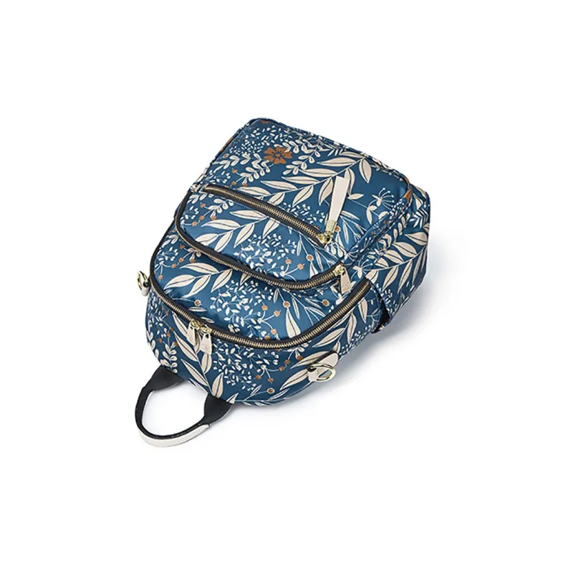SANTA BARBARA POLO & RACQUET CLUB Fabric Cow Leather Patchwork Backpack Women's Blue/Royal Blue-11