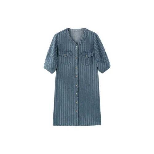 Dme Short-Sleeved Dresses Women's Medium Denim Blue