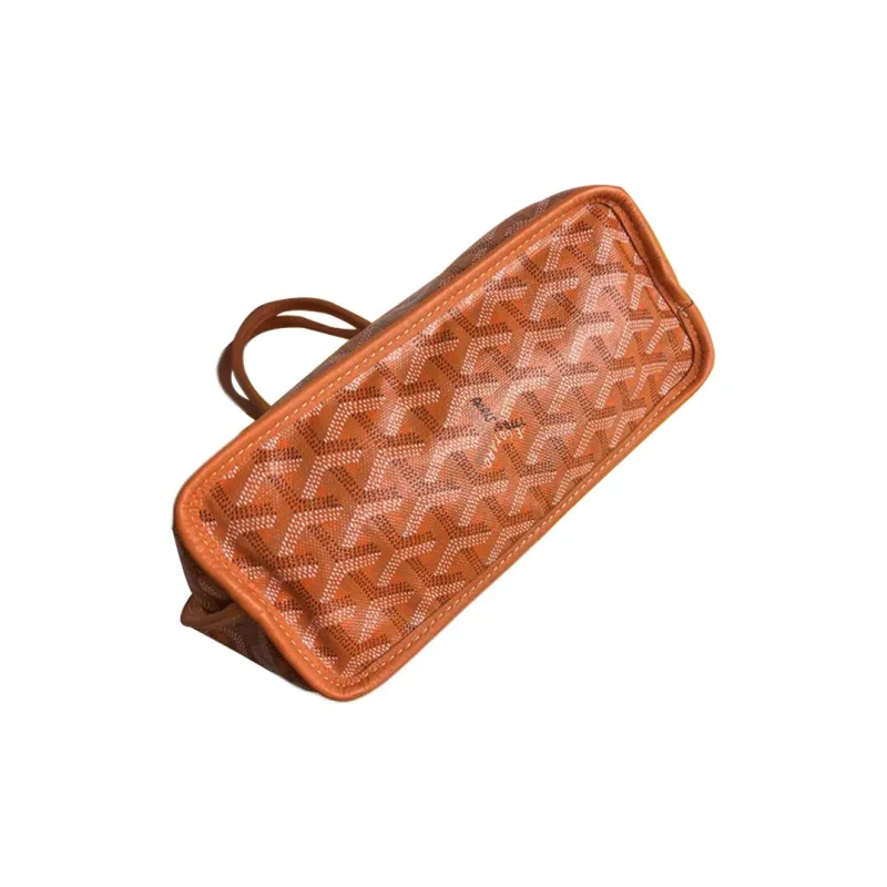 GOYARD Anjou PVC Bonded Cow Leather Tote Bag Shopping Bag Handbag Mini Women's Orange-2