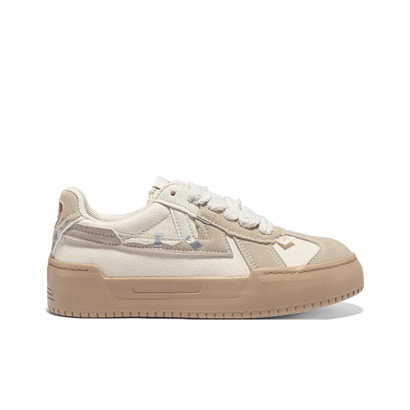 Warrior Students Casual Women's Lightweight Low-Top Canvas Shoes Women's Beige Grey Khaki-1