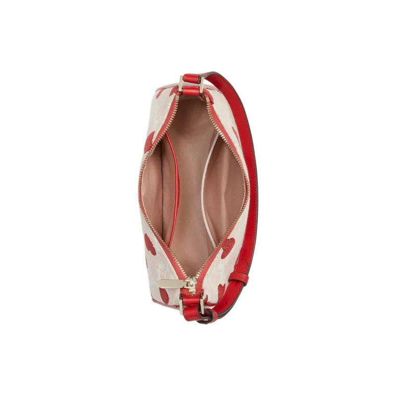 Kate Spade Fabric Cow Leather Patchwork Handbag Shoulder Bag Women's Strawberry Red & Light Pink-3
