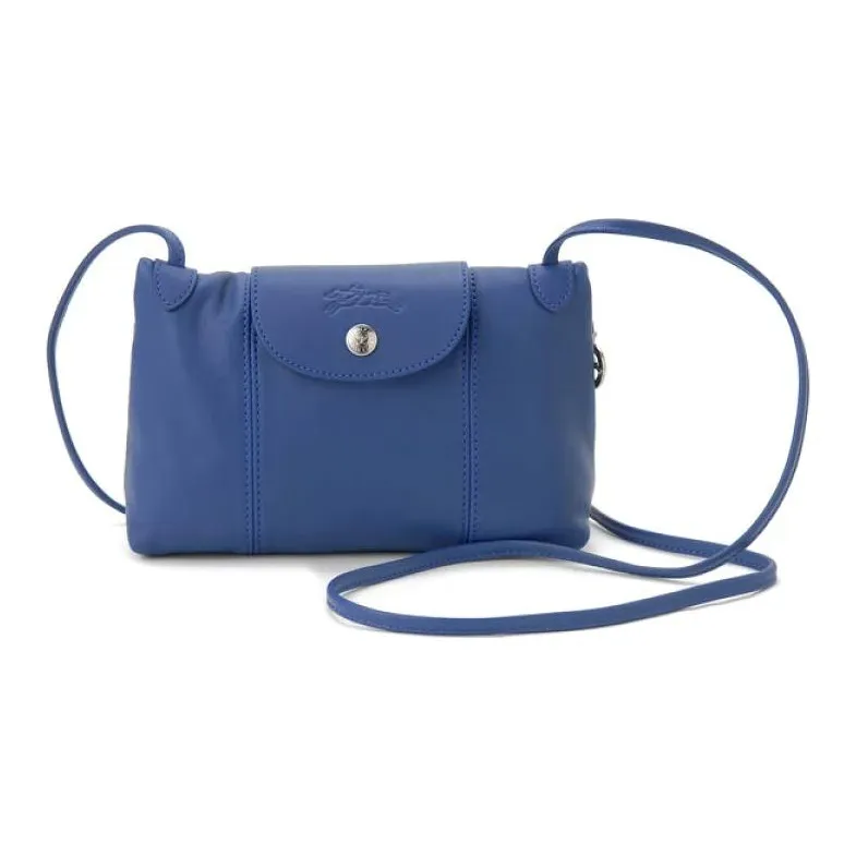 LONGCHAMP Le Pliage Cuir Lambskin Messenger Bag Shoulder Bag Crossbody Bag Regular Women's Blue-1